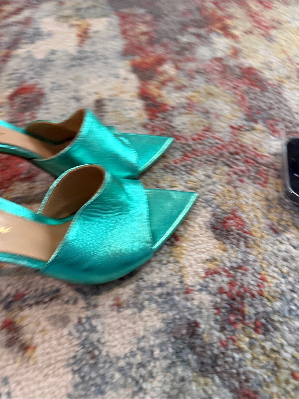 Gianvito Rossi Metallic Teal Pointed-Toe Mule - Picture 3 of 4